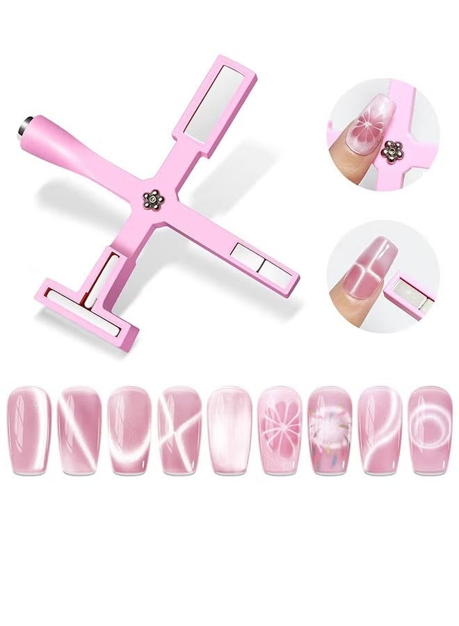 💅اداة مغناطيسية للاظافر 5 في 1 متعددة الوظائف  ، عصا مغناطيسية بتصميم عين القطة لطلاء اظافر جل عين القطة ثلاثية الابعاد مع حافظة واقية من السيليكون، ادوات تصميم الاظافر لصالونات التجميل والمنزل - Image 1